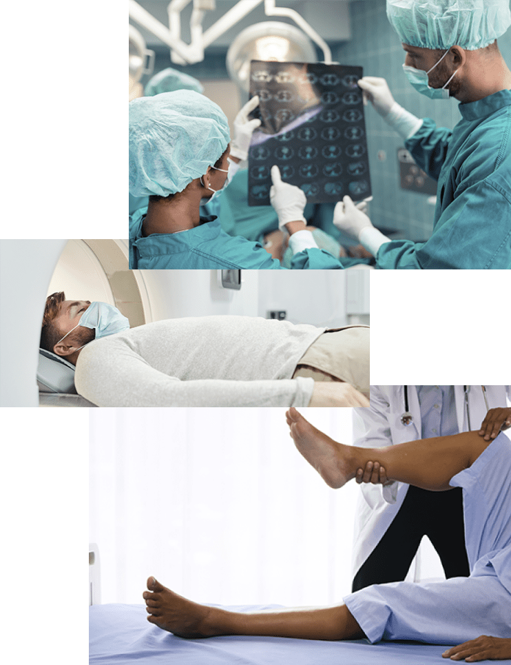 A doctor examining a patient in a hospital room